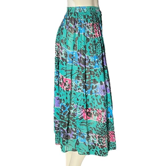 Styles To Go Small Cotton Pleated Maxi Skirt Jade Print Animal Pattern - Picture 5 of 7